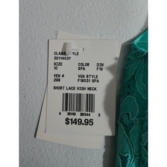 Davids Bridal Short Lace High Neck Dress Size 10 Spa Color - Picture 2 of 5